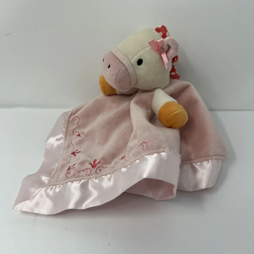 Nurture Security Lovey Pink Cow Plush Stuffed‎ Animal Soft Satin lovies 13 x 14